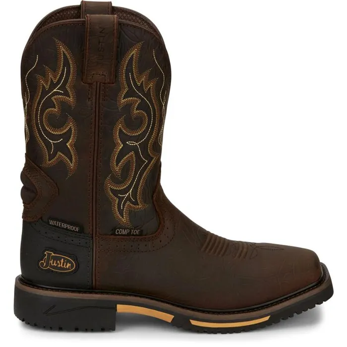 Work Men Justin Boots Joist 11034 Composite Toe Waterproof Work Boot Chocolate Brown 040brown041