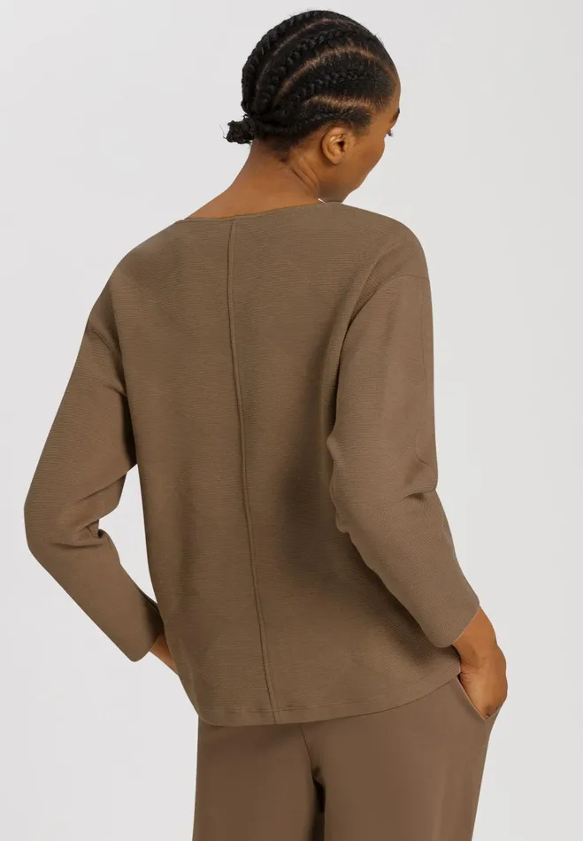 Woven Cotton Pullover Walnut Women HANRO Lounge Tops