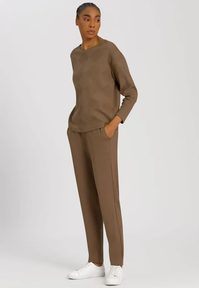 Woven Cotton Pullover Walnut Women HANRO Lounge Tops