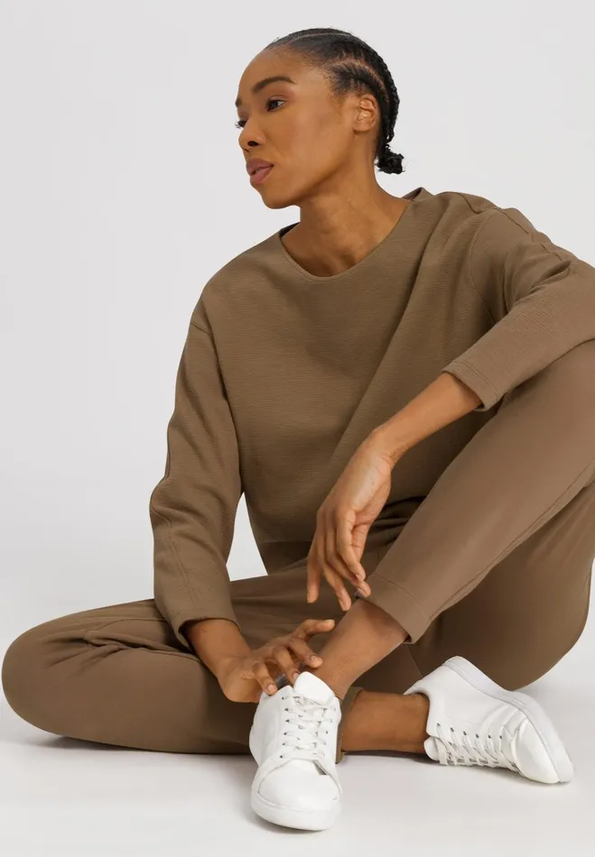 Woven Cotton Pullover Walnut Women HANRO Lounge Tops