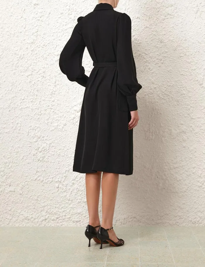 Zimmermann Clothing Collared Swing Midi Dress Black 8211 Women