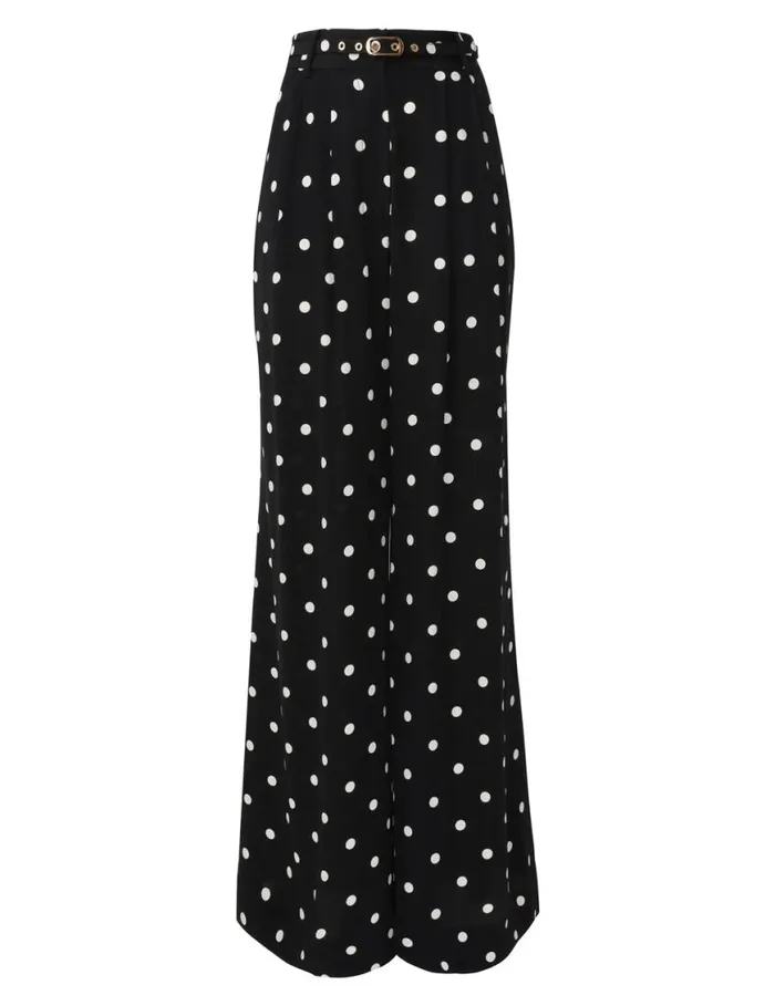 Zimmermann Clothing Double Tuck Pant Black W Cream Dot 8211 Women