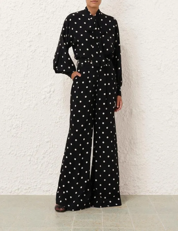 Zimmermann Clothing Double Tuck Pant Black W Cream Dot 8211 Women