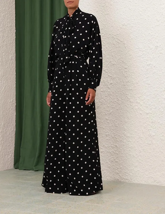 Zimmermann Clothing Double Tuck Pant Black W Cream Dot 8211 Women