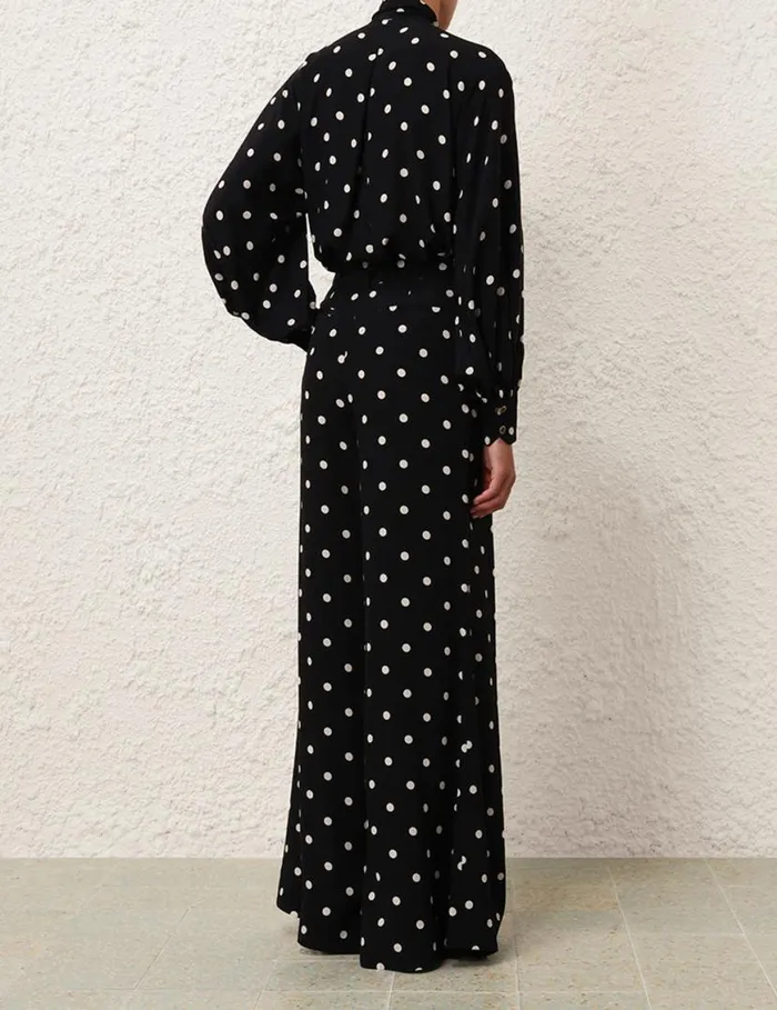 Zimmermann Clothing Double Tuck Pant Black W Cream Dot 8211 Women