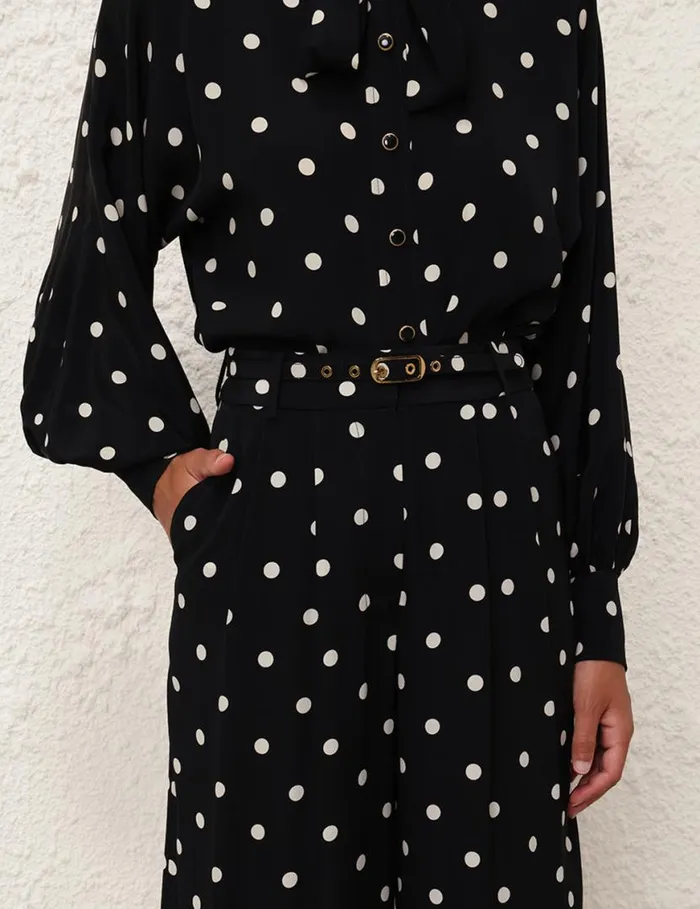 Zimmermann Clothing Double Tuck Pant Black W Cream Dot 8211 Women