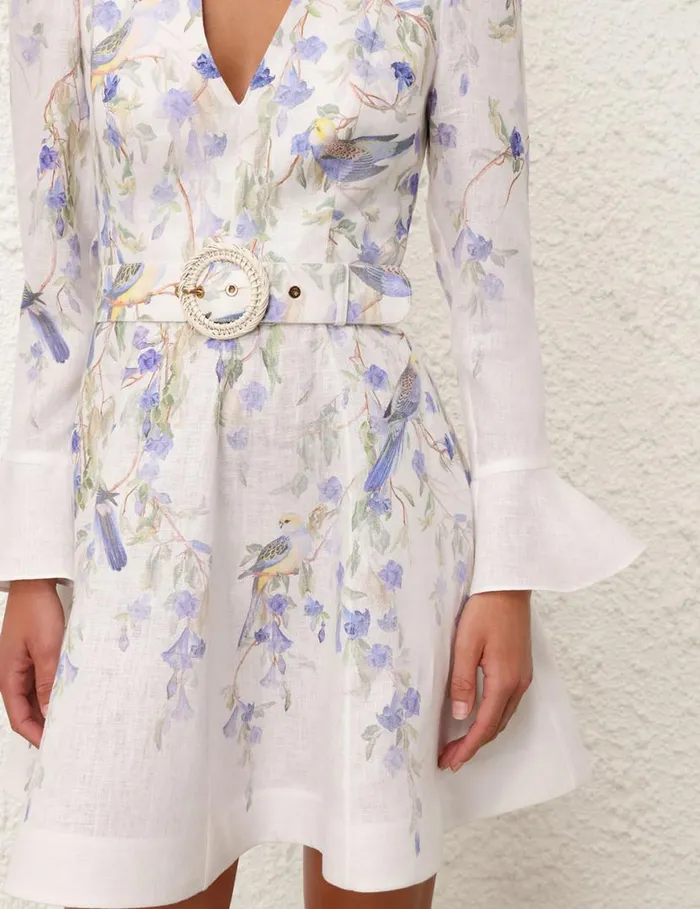Zimmermann Clothing Natura Mini Dress Blue Birds 8211 Women