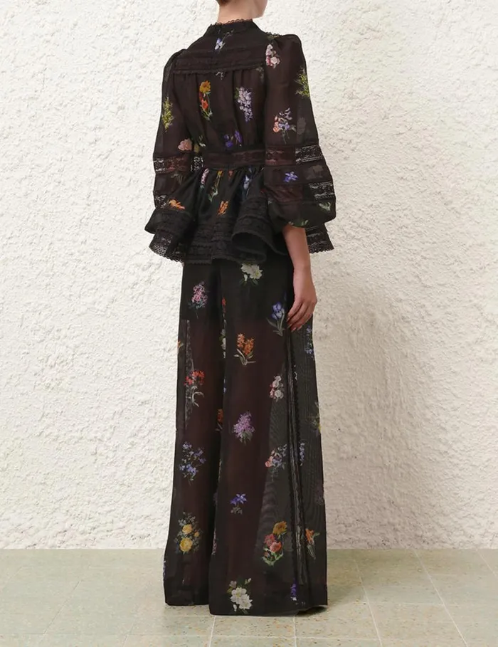 Zimmermann Clothing Natura Pintuck Lace Pant Multi Botanical Black 8211 Women