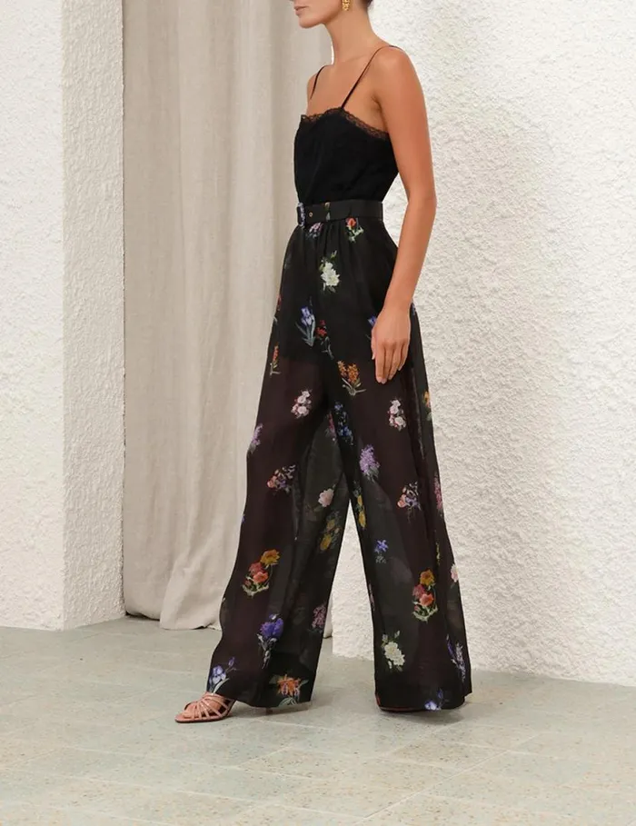 Zimmermann Clothing Natura Pintuck Lace Pant Multi Botanical Black 8211 Women