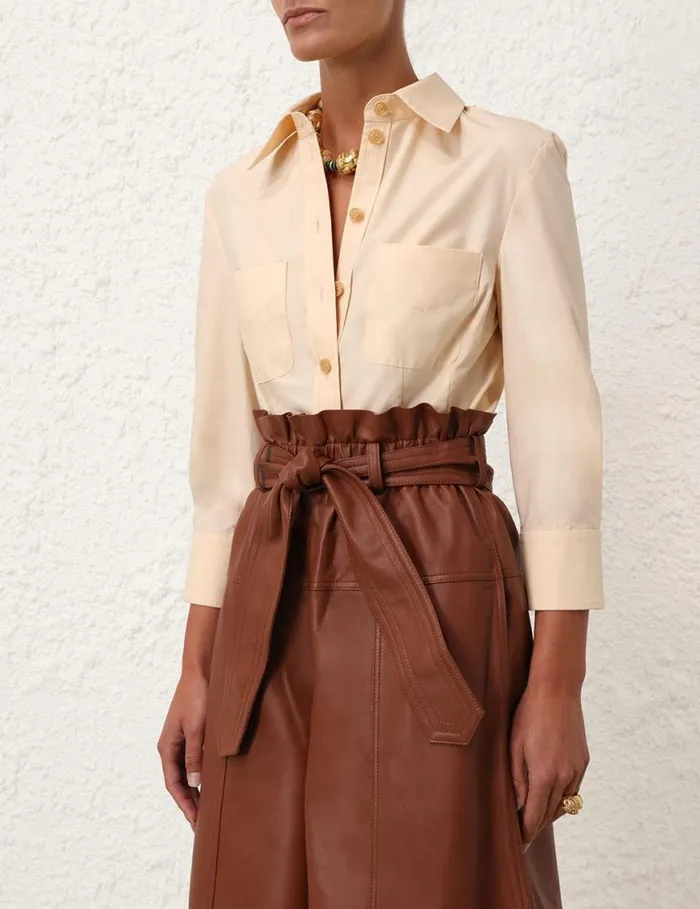 Zimmermann Clothing Natura Shrunken Shirt Peach 8211 Women