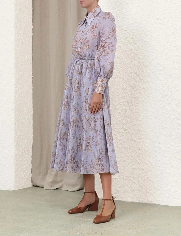 Zimmermann Clothing Pleated Midi Skirt Blue Mockingbird 8211 Women