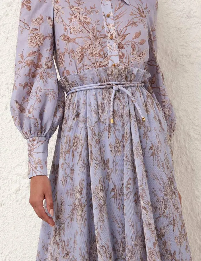 Zimmermann Clothing Pleated Midi Skirt Blue Mockingbird 8211 Women