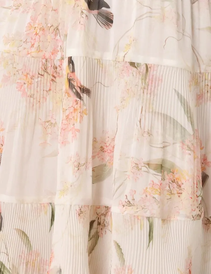 Zimmermann Clothing Pleated Mini Dress Coral Birds 8211 Women