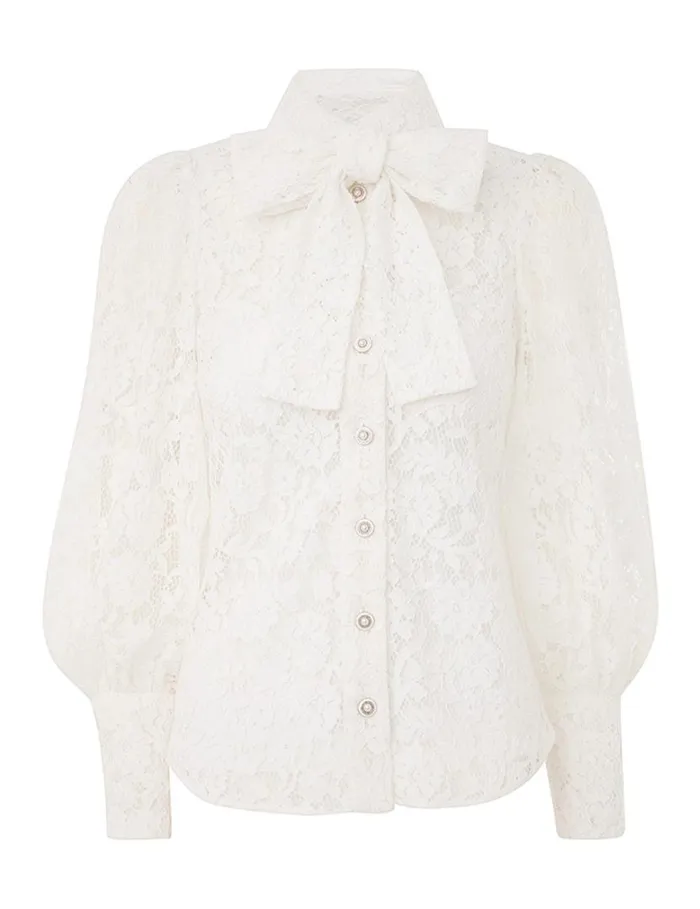 Zimmermann Clothing Tranquillity Lace Shirt Ivory 8211 Women
