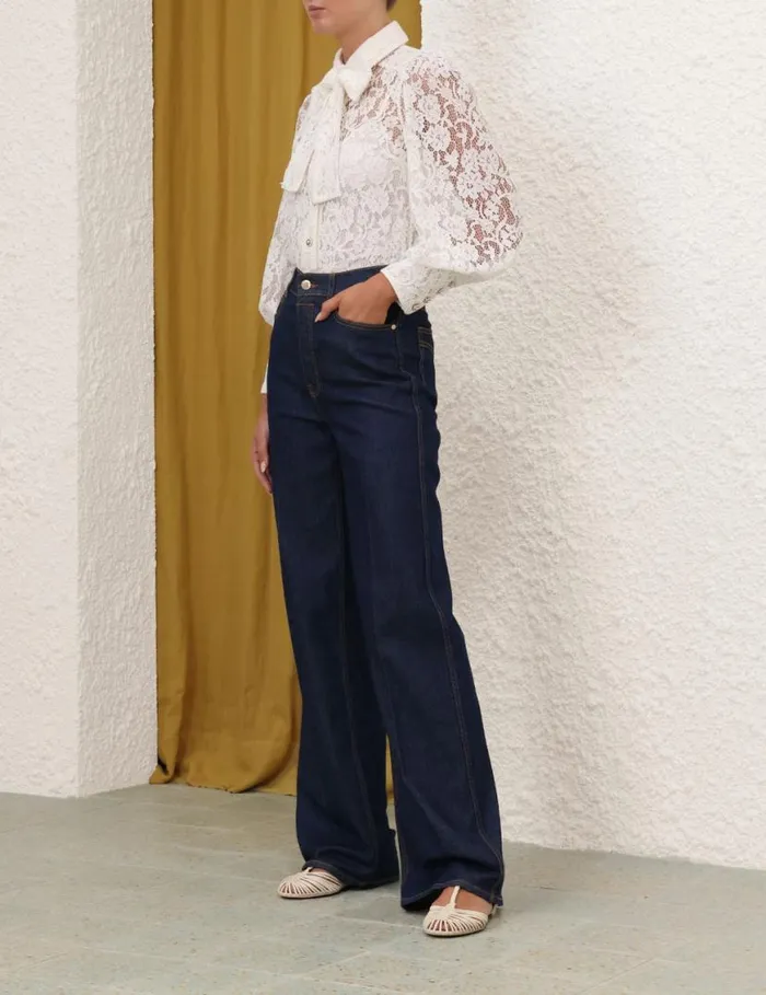 Zimmermann Clothing Tranquillity Lace Shirt Ivory 8211 Women