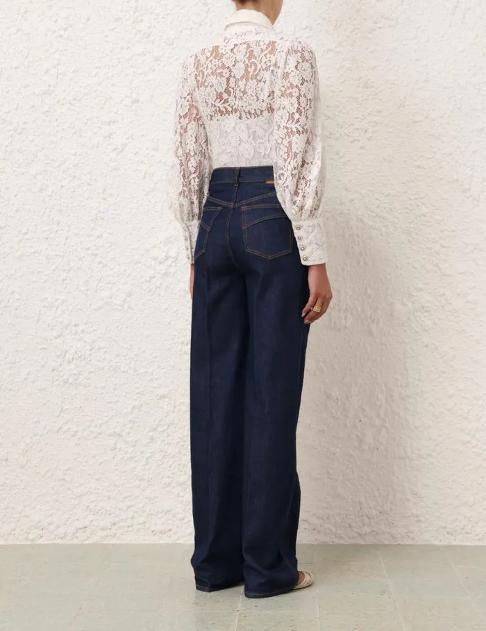 Zimmermann Clothing Tranquillity Lace Shirt Ivory 8211 Women
