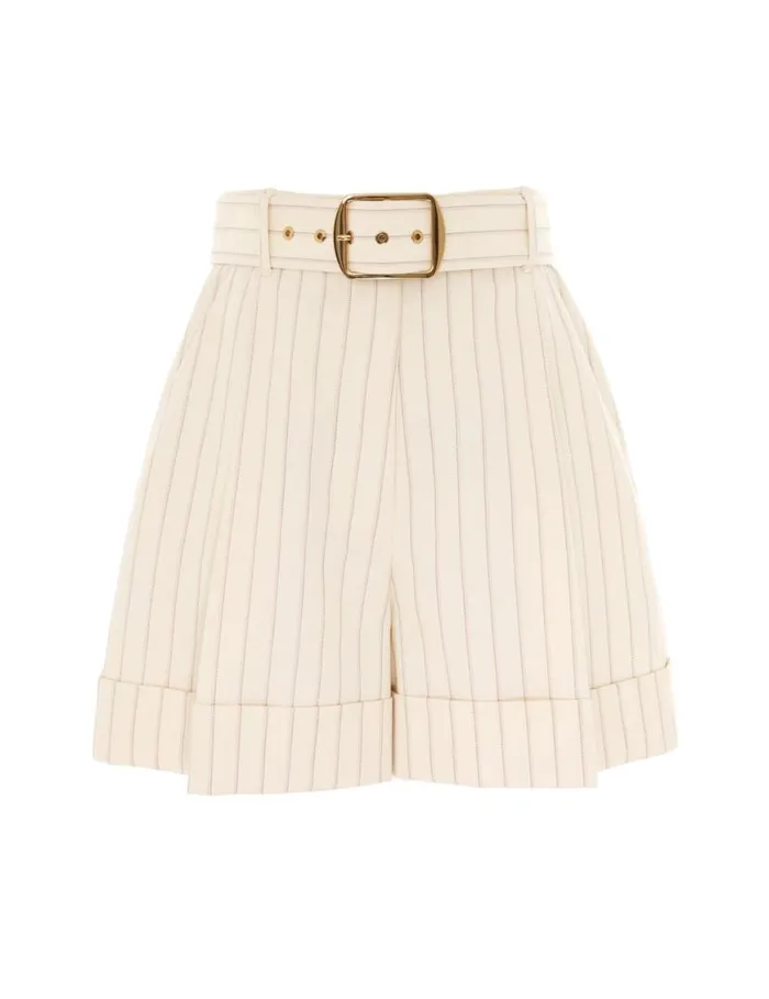 Zimmermann Clothing Tranquillity Long Line Short Cream Pinstripe 8211 Women