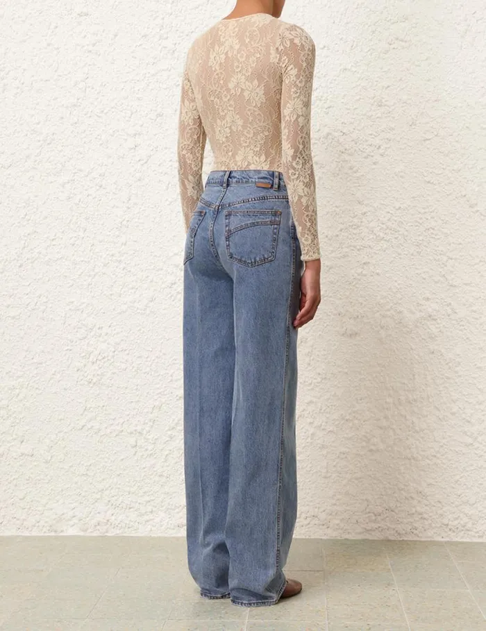 Zimmermann Denim Wide Straight Jean Poseidon Blue 8211 Women