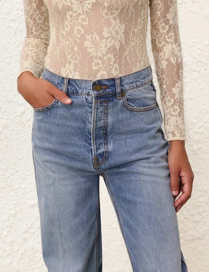 Zimmermann Denim Wide Straight Jean Poseidon Blue 8211 Women