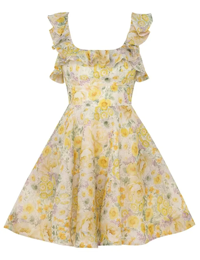 Zimmermann Dresses Harmony Frilled Mini Citrus Garden Print 8211 Women