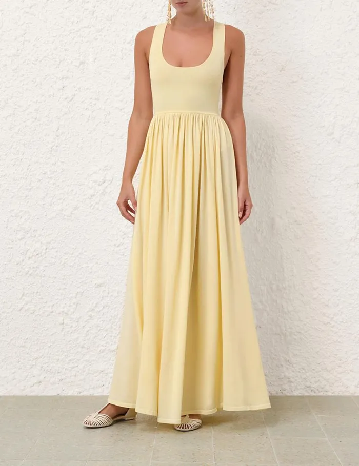 Zimmermann Dresses Harmony Metallic Tank Dress Lemon 8211 Women