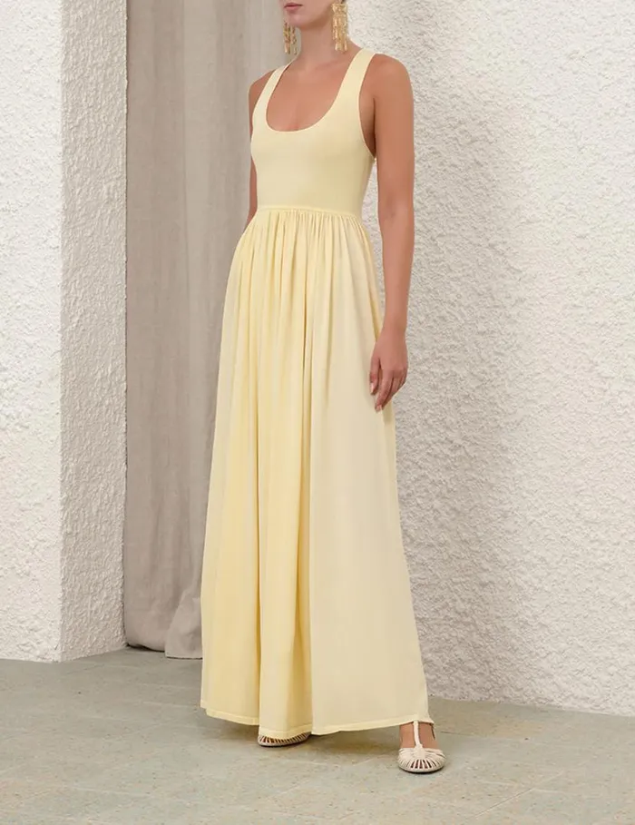 Zimmermann Dresses Harmony Metallic Tank Dress Lemon 8211 Women