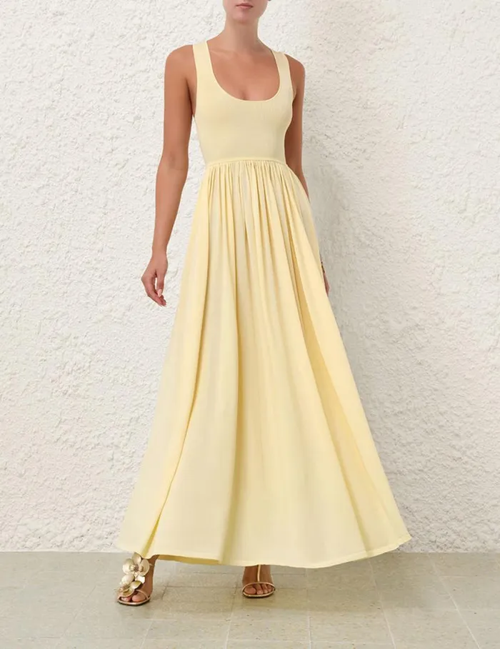 Zimmermann Dresses Harmony Metallic Tank Dress Lemon 8211 Women