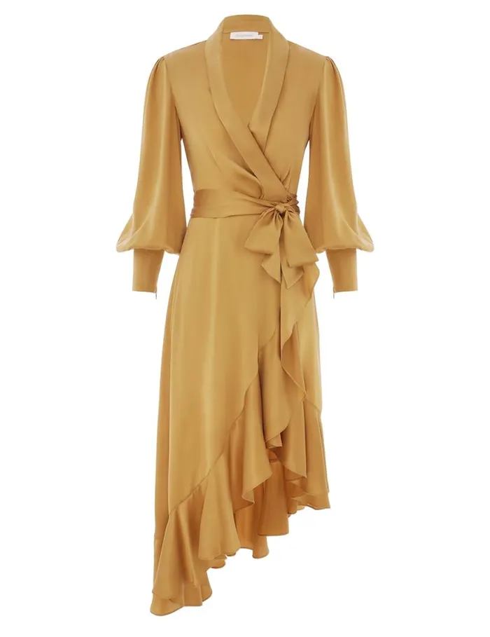 Zimmermann Dresses Silk Wrap Midi Dress Honey 8211 Women