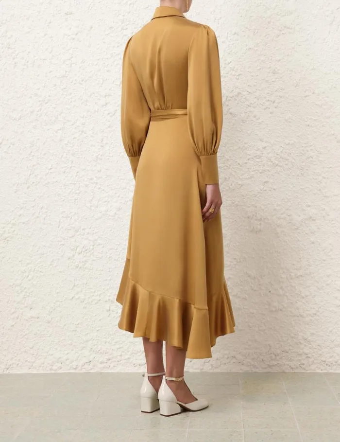 Zimmermann Dresses Silk Wrap Midi Dress Honey 8211 Women