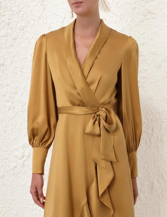 Zimmermann Dresses Silk Wrap Midi Dress Honey 8211 Women