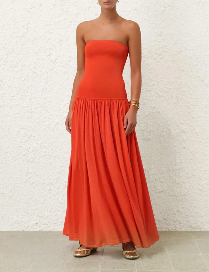 Zimmermann Dresses Tranquillity Metallic Dress Tomato 8211 Women