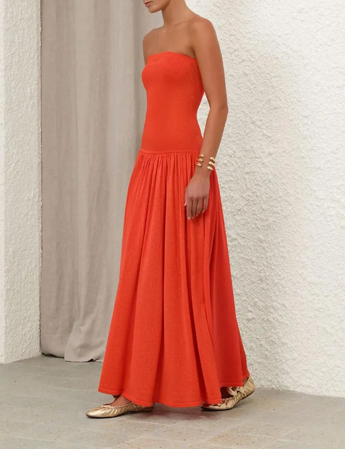 Zimmermann Dresses Tranquillity Metallic Dress Tomato 8211 Women