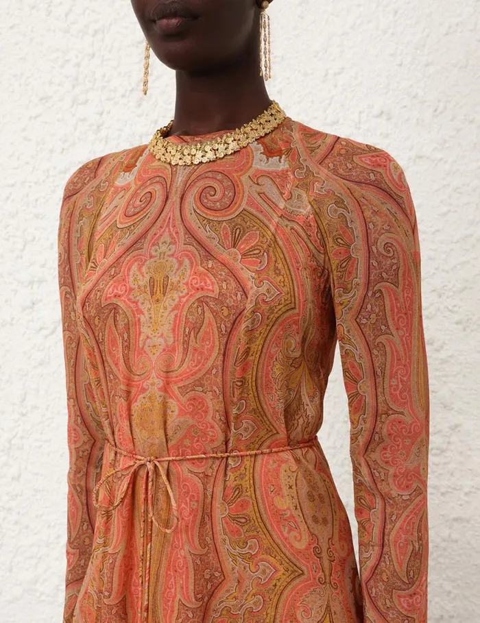 Zimmermann Dresses Tranquillity Sheath Dress Red Paisley 8211 Women