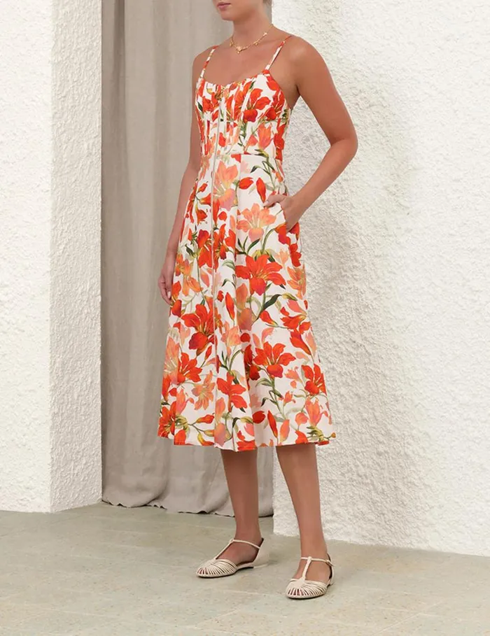 Zimmermann Dresses Tranquillity Zipped Midi Dress Red Lily 8211 Women
