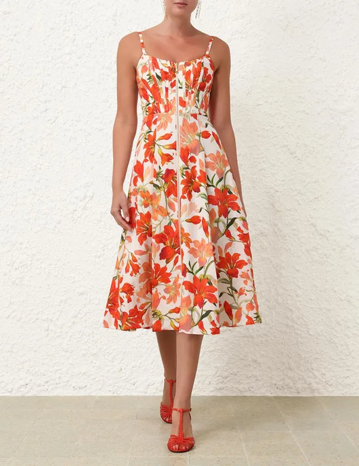 Zimmermann Dresses Tranquillity Zipped Midi Dress Red Lily 8211 Women