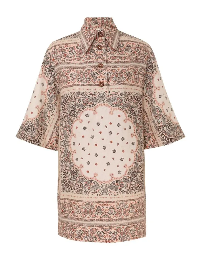 Zimmermann Dresses Tunic Mini Dress Cream Bandana 8211 Women
