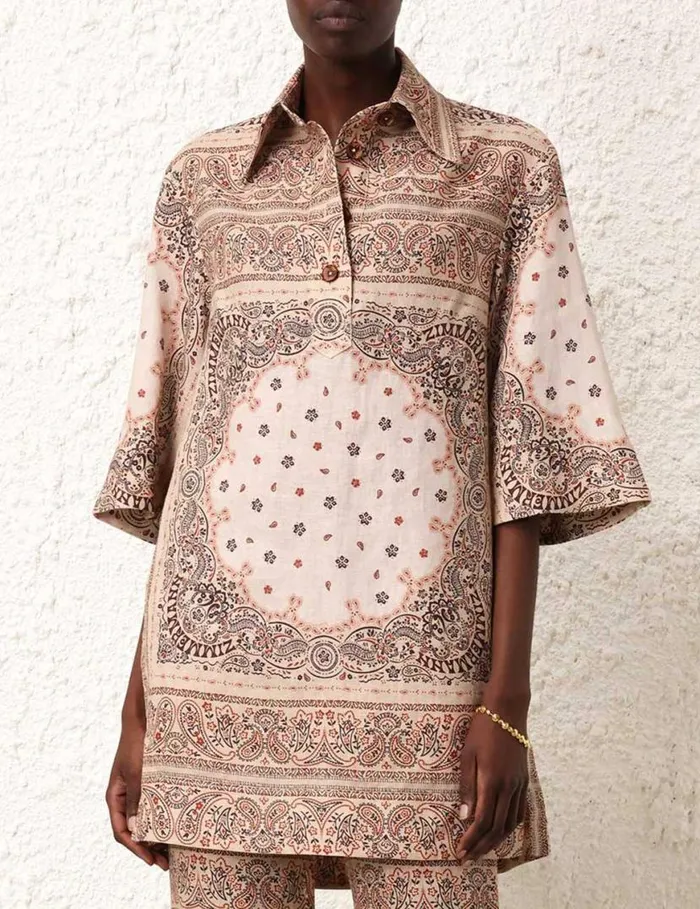 Zimmermann Dresses Tunic Mini Dress Cream Bandana 8211 Women