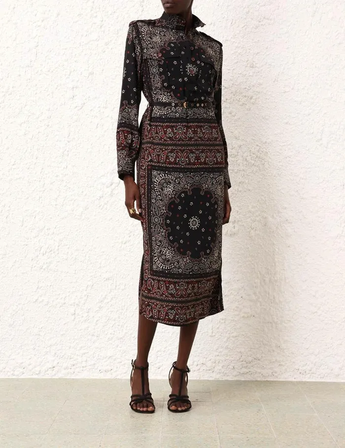 Zimmermann Dresses Utility Midi Dress Black Bandana 8211 Women