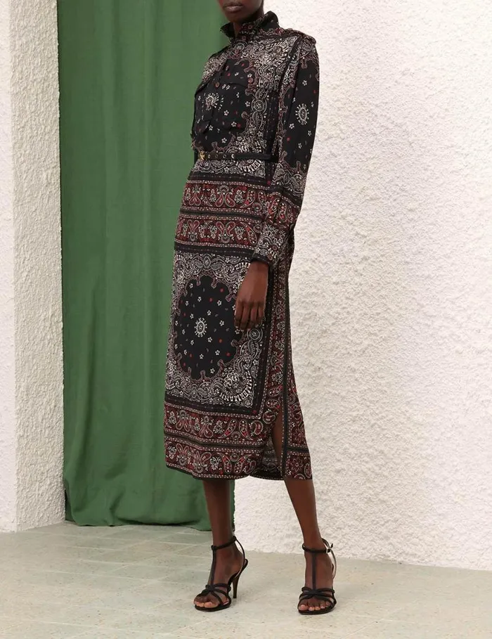 Zimmermann Dresses Utility Midi Dress Black Bandana 8211 Women