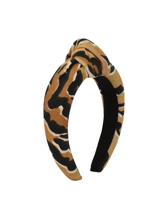 Zimmermann Hair Accessories Printed Linen Headband Tan Tiger 8211 Women