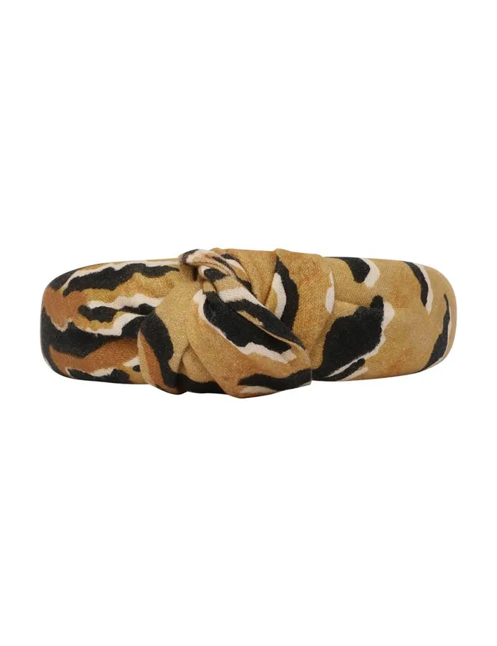 Zimmermann Hair Accessories Printed Linen Headband Tan Tiger 8211 Women