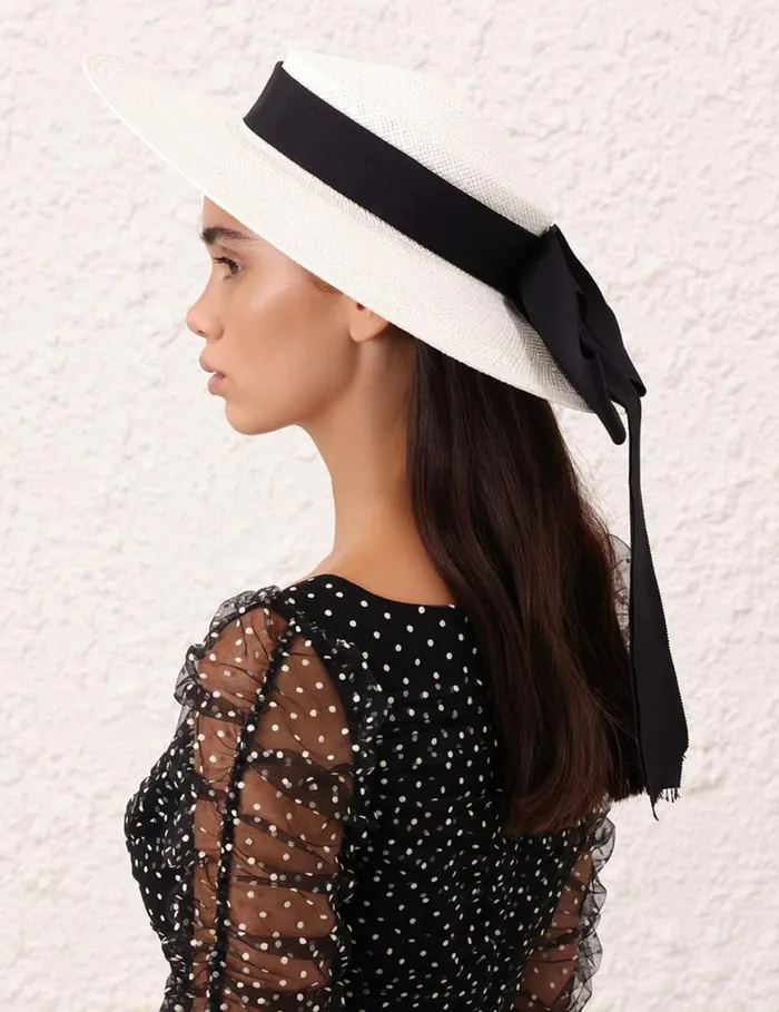 Zimmermann Hats Straw Boater Ivory 8211 Women