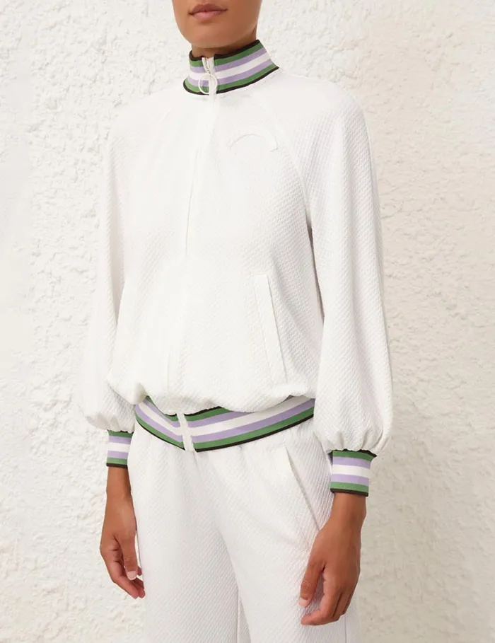 Zimmermann Jackets and Coats Natura Textured ZipUp Jacket Ivory 8211 Women