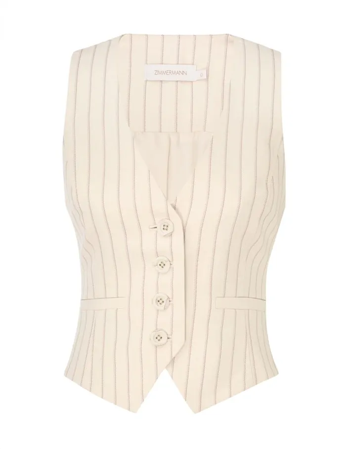 Zimmermann Jackets and Coats Tranquillity Waistcoat Cream Pinstripe 8211 Women