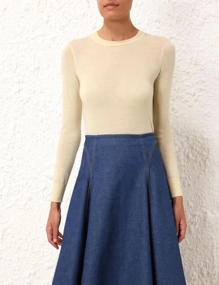 Zimmermann Knitwear Classic Crew Neck Sweater Lemon 8211 Women