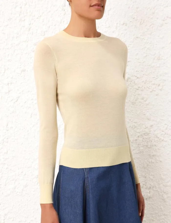 Zimmermann Knitwear Classic Crew Neck Sweater Lemon 8211 Women