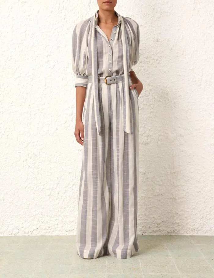 Zimmermann Shorts and Pants Matchmaker Pintuck Pant Bluecream Stripe 8211 Women