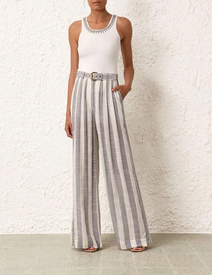 Zimmermann Shorts and Pants Matchmaker Pintuck Pant Bluecream Stripe 8211 Women