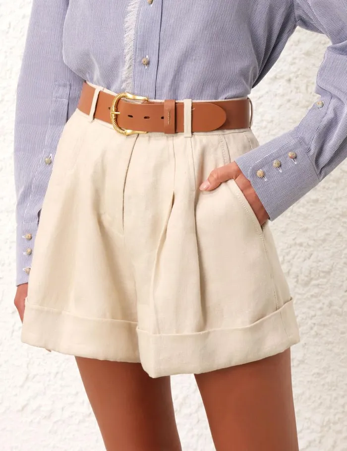 Zimmermann Shorts and Pants Matchmaker Tuck Front Short Straw 8211 Women