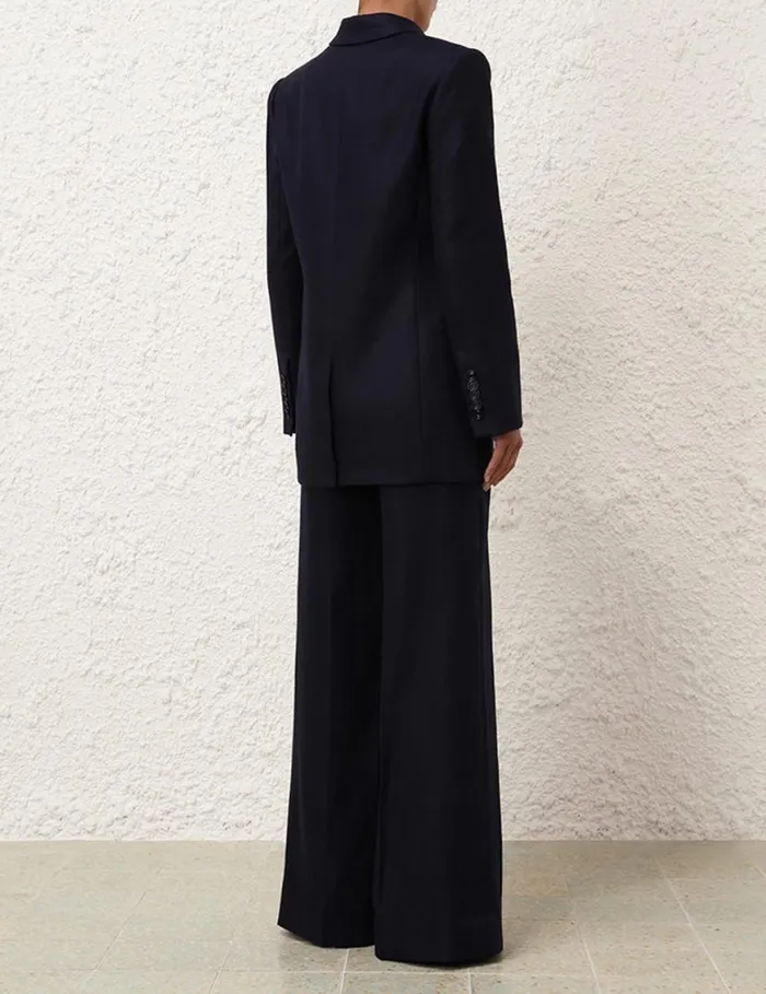 Zimmermann Shorts and Pants Natura Linen Wide Leg Pant Navy 8211 Women